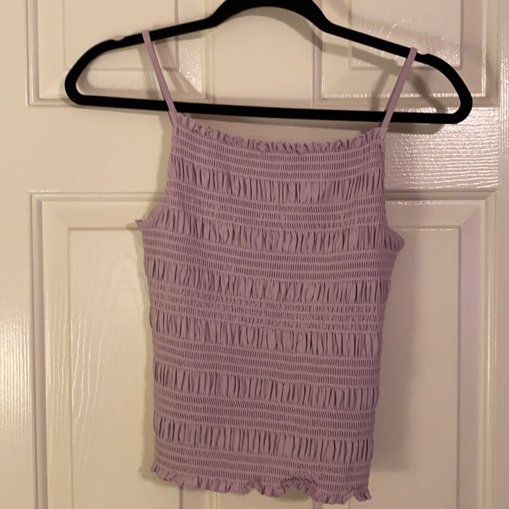 Smocked Tank Top - pastel lavender - H&M